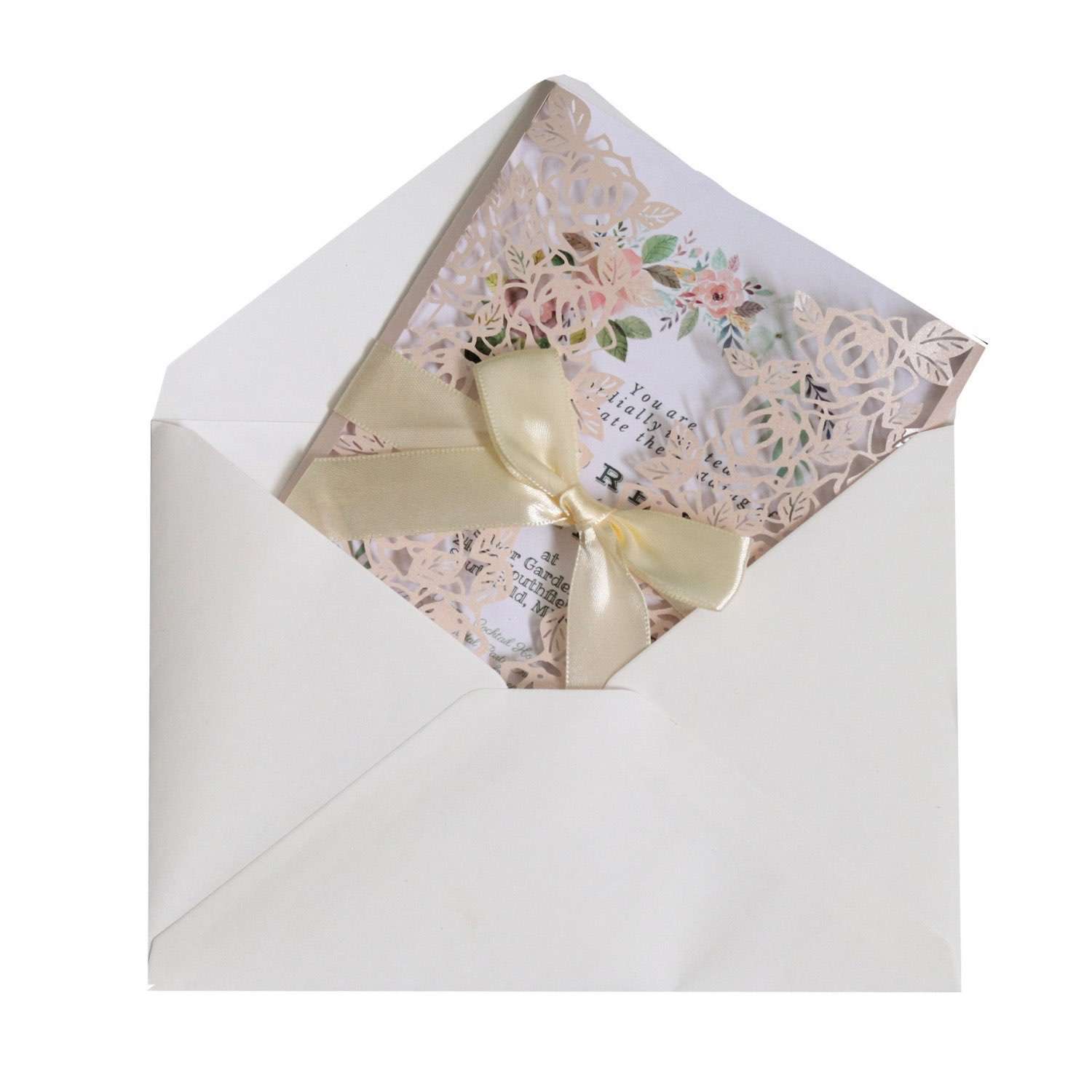 Laser Rose Invitation Card Iridescent Paper Business Invitation Thank You Card 